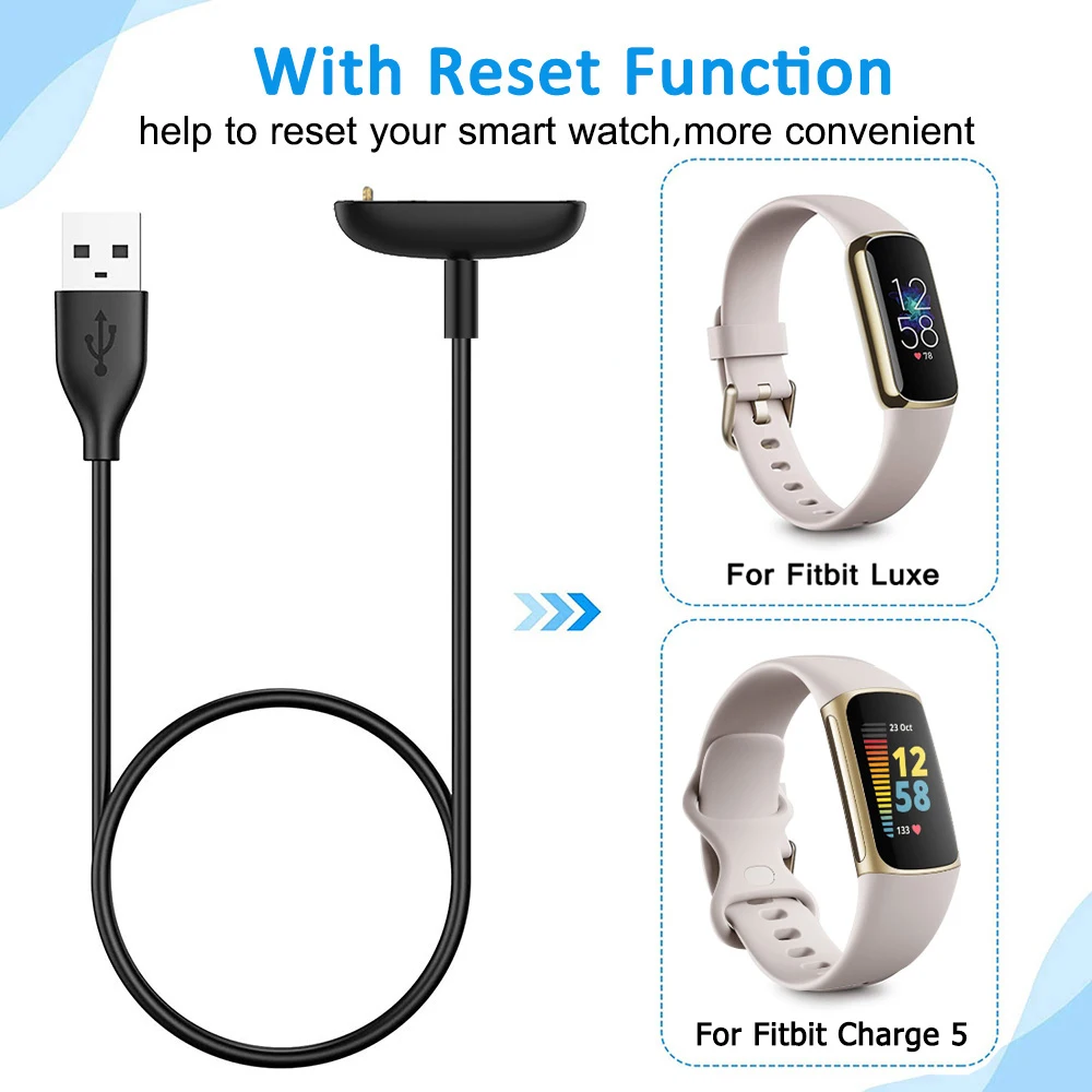Беспроводной Магнитный зарядный USB-кабель для Fitbit Charge 5 док-станция зарядки Luxe
