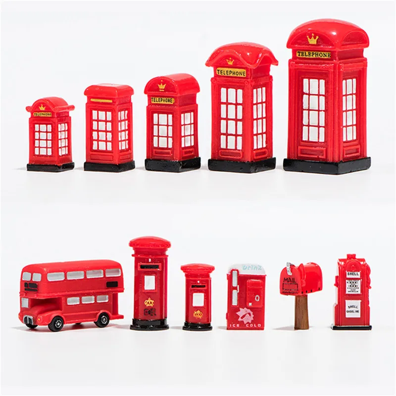 Красный почтовый ящик винтажные украшения Ретро автобус телефонная будка Лондон