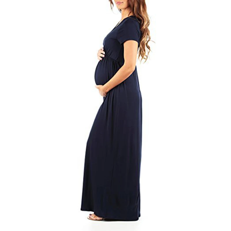 

Sexy V-Neck Plus Size Maternity Jumpsuit And Big Swing Skirt Hot Sale Comfortable Beautiful Mom Dress Black Wine Red