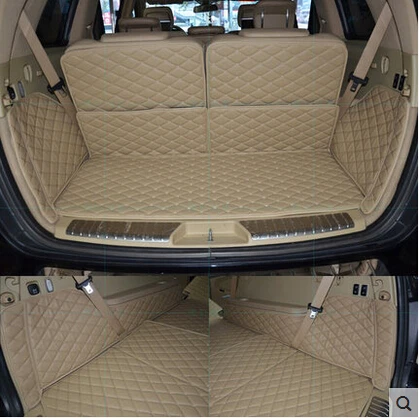 

Dedicated Car Trunk Mats for Mercedes GL 400 7seats 2014 Waterproof Leather Carpets Green Wear Resisting Wholy Surrounded Rugs