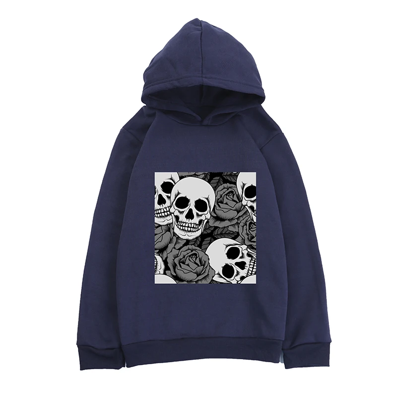 

head Skull Casual blue Hoodies printed fashion Sweatshirt Hooded for boys girls hoodies - Pullover teenager 2021 new Streetwear