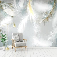 self adhesive waterproof canvas mural wallpaper modern fashion feather home decor living room bedroom creative art 3d stickers