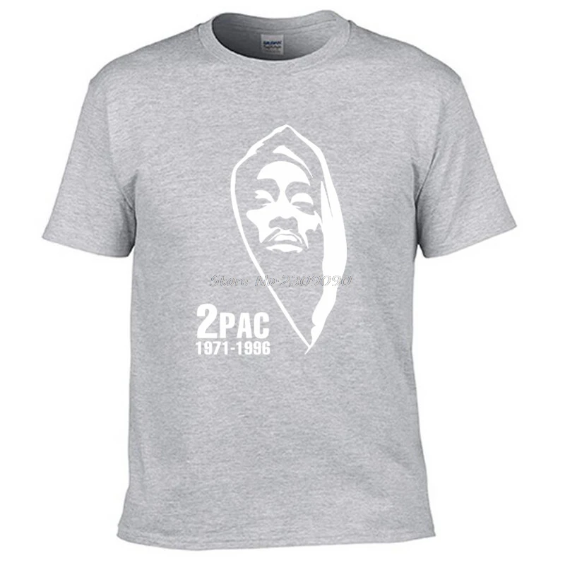 Новая модная мужская женская футболка Тупак Шакур 2Pac футболка рок футболка Летний стиль хип-хоп Мужская футболка Топы - Цвет: gray