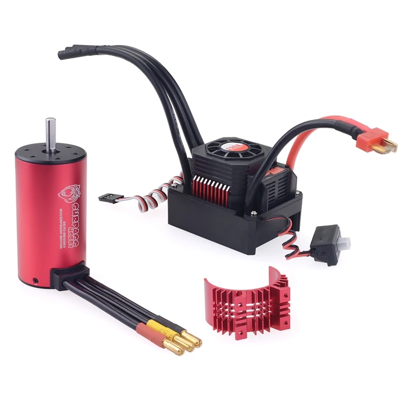 

SURPASS HOBBY Waterproof 3670 2650Kv Sensorless Brushless Motor with 120A ESC & Heatsink Cover for 1/10 RC Car