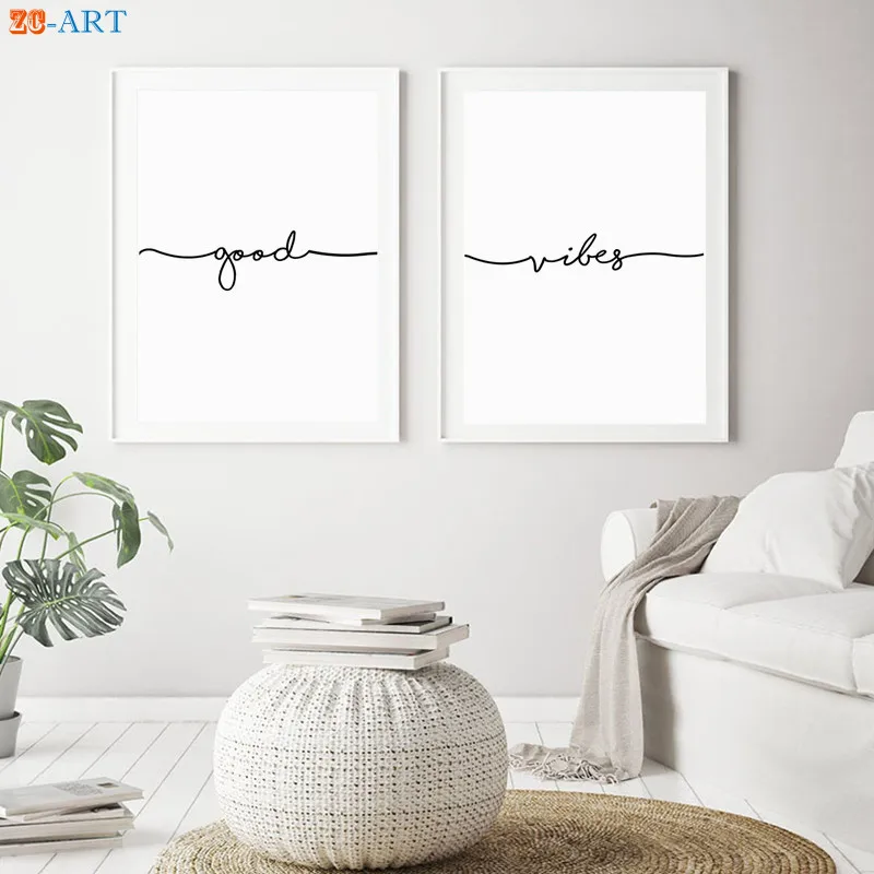 Good Vibes принт Цитата плакат минималистское полотно современного искусства стены