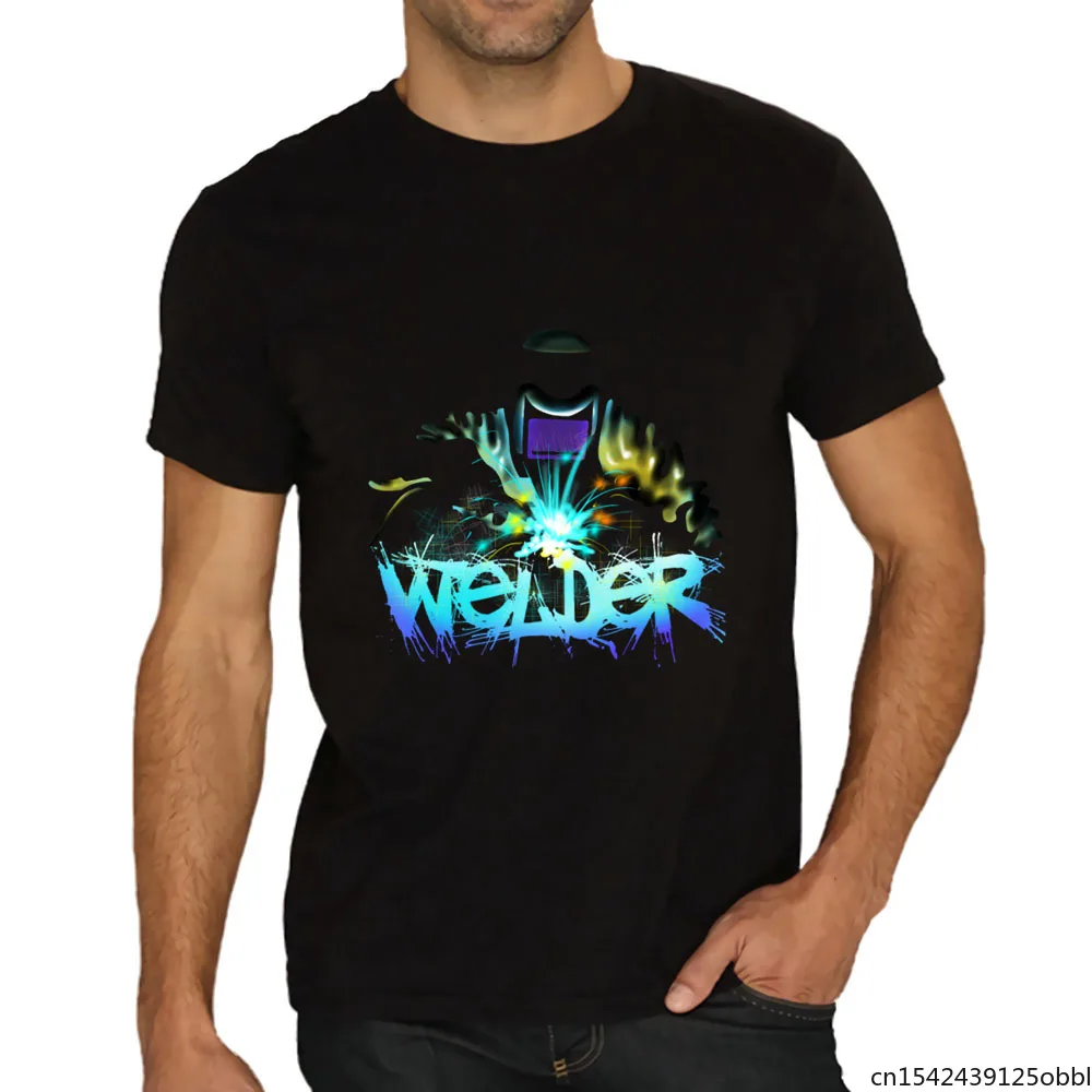 

Лидер продаж, новинка, Мужская футболка в стиле ретро с изображением сварщика, кавайное аниме Харадзюку, футболки с круглым вырезом