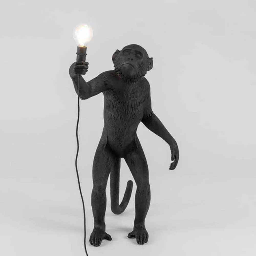 

Nordic Resin White Monkey Lamp LED Floor Lamp E27 Hemp Rope Loft Lights Modern Standing Lamp Indoor Decoration Standing Lighting