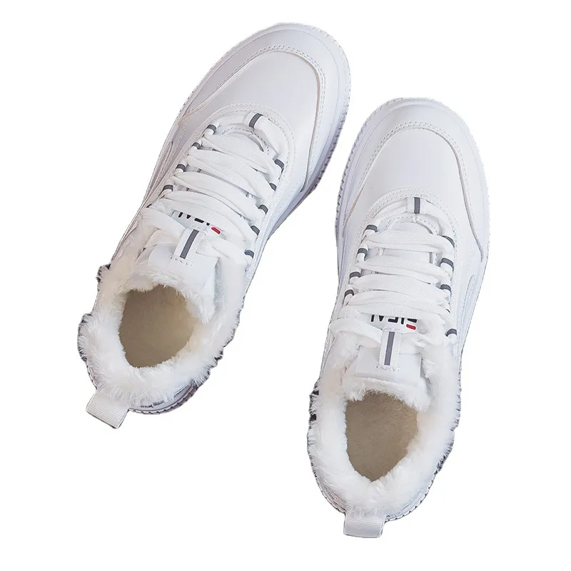 

Autumn and Winter Fleece-Lined White Shoes Women Canvas White Shoe Skateboard Shoes Ins Trendy Cotton Shoes Popular