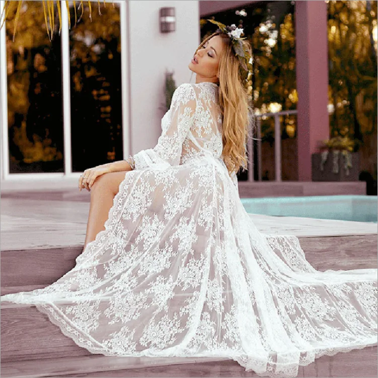 

sexy lace embroidered loose beach dress bikini outer cover women Swim suit Cover ups Tunics Robes Plus size Plage Kaftans