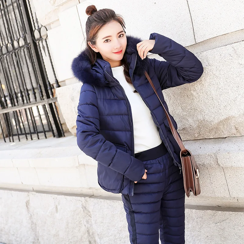 Новинка 2 шт./компл. зимние женские Пуховые хлопковые куртки костюм женский