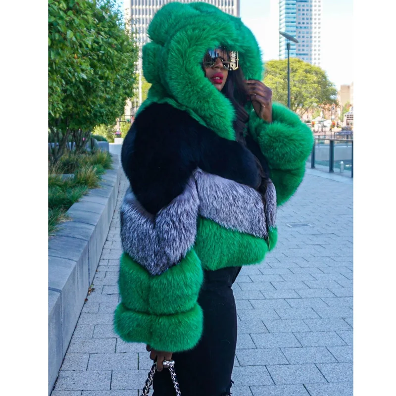 Женская короткая куртка с капюшоном Fandy Lokar элегантная зимняя длинным рукавом и