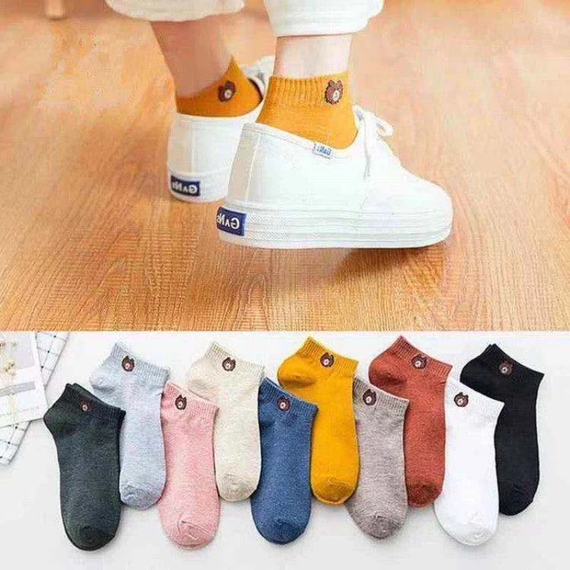 

Socks women autumn and winter cute bear breathable socks ladies boat socks Harajuku style socks female ins women socks sock