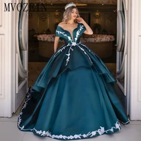 ball gown evening dresses long satin off the shoulder lace up backless lace appliques floor length evening dress robe de soiree