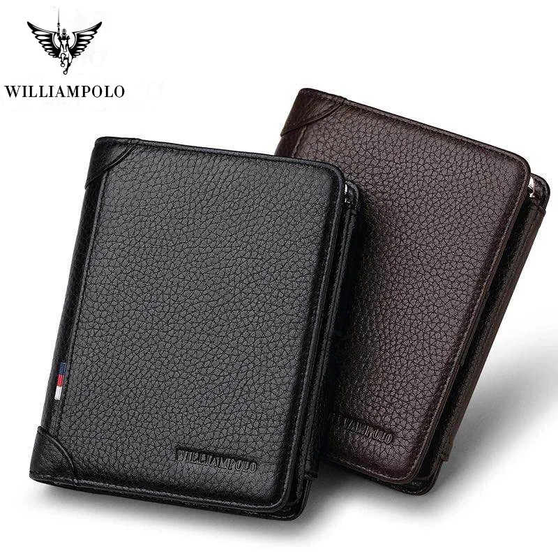 Wilampolo, известный бренд, тройной кошелек, мужской короткий кошелек, держатель для карт, монета, Карманный Кошелек с молнией, маленький кошелек из натуральной кожи для мужчин