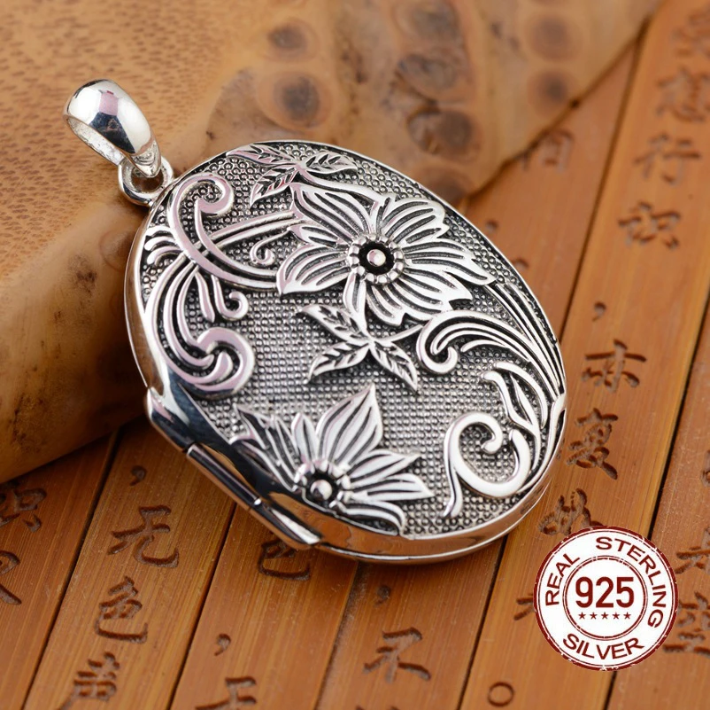 

Gawu Box Flower Pendant 925 Sterling Silver Hang Pure Original S925 Thai Silver Pendants Women for Jewelry Making 2020 New