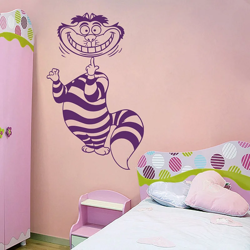 

Наклейки на стену «Алиса в стране чудес» с изображением мультяшного кота, различные картинки реальности, сумасшедший домашний декор для де...