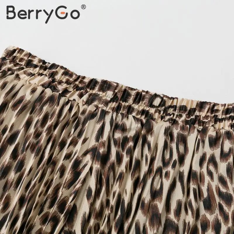 BerryGo, леопардовая расцветка, длинная юбка, Женская Повседневная Уличная одежда, высокая талия, Дамская Нижняя юбка, линия, осенняя Женская эластичная юбка