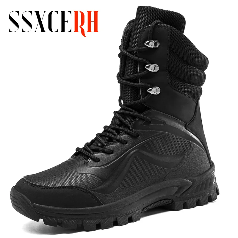 

Military Boots 2022 New Autumn Men Quality Special Force Tactical Desert Combat Ankle Boats Army Work Shoes Leather Snow Boot