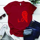 Парная одежда, футболки с рисунком LOVE, женские футболки с круглым вырезом в стиле Харадзюку, подарок для влюбленных, повседневные женские футболки из полиэстера