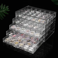 120 grids clear jewelry organizer acrylic jewelry packaging display organizer porta joias 5 layer jewellery box large joyeros