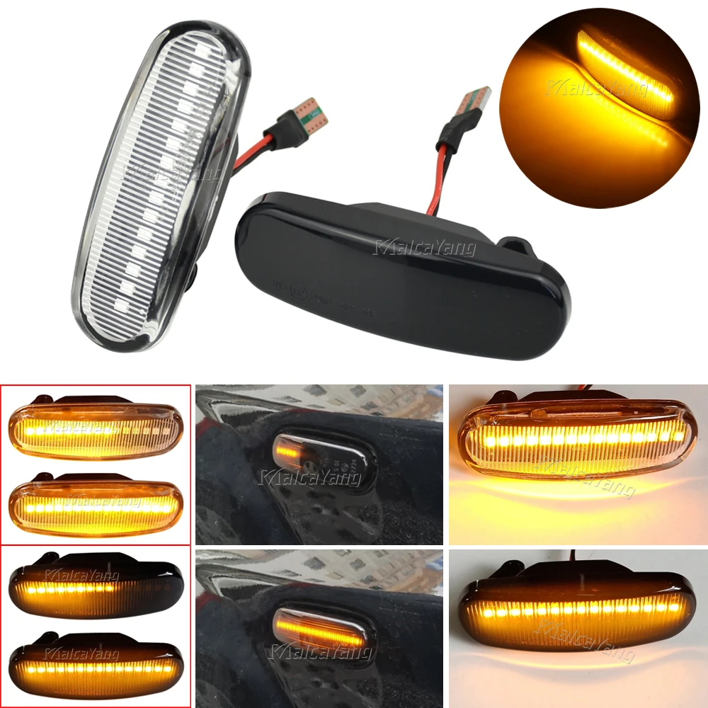 

For Fiat Stilo Panda Punto Evo Qubo Multipla Linea Idea Grande Doblo abarth Peugeot Citroen Dynamic LED side marker light Smoke