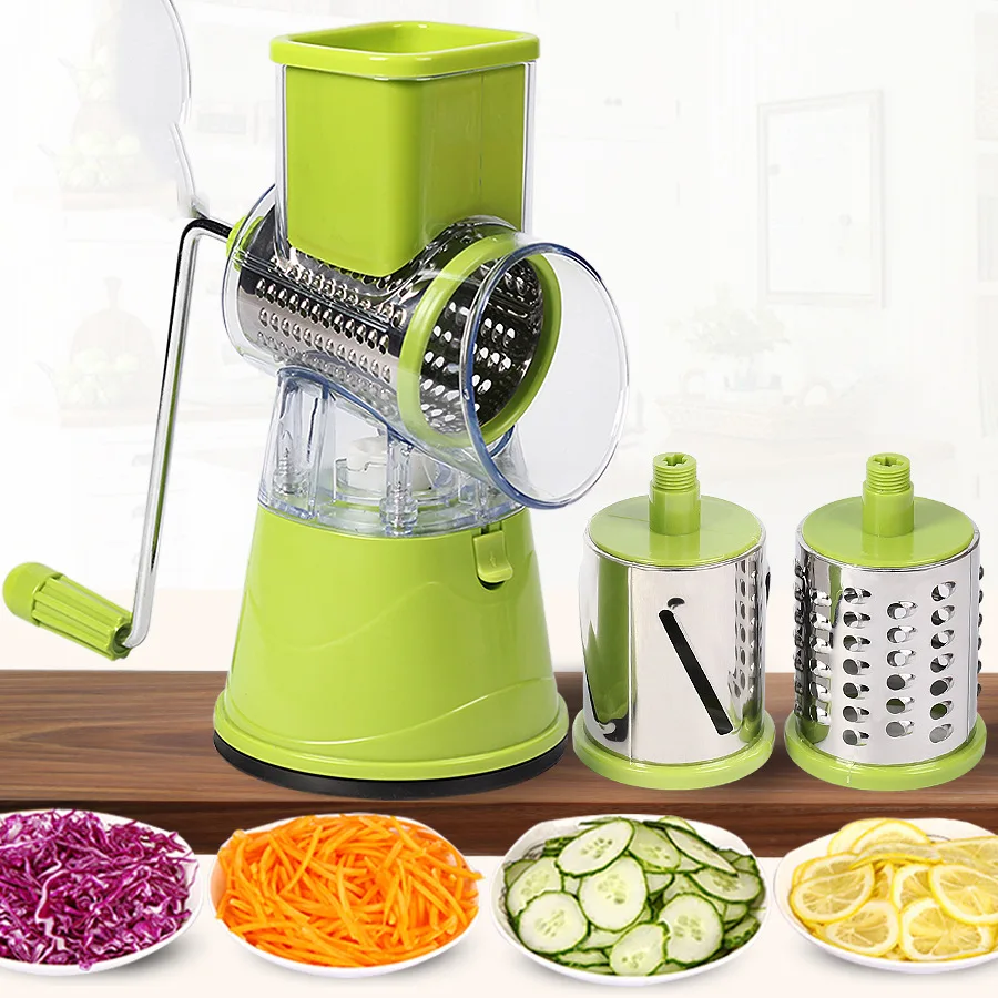 

Manual Vegetable Cutter Hand Drum Rotary Grater Shred Potato Slicer Multifunctional Round Mandoline Slicer Kitchen Gadgets