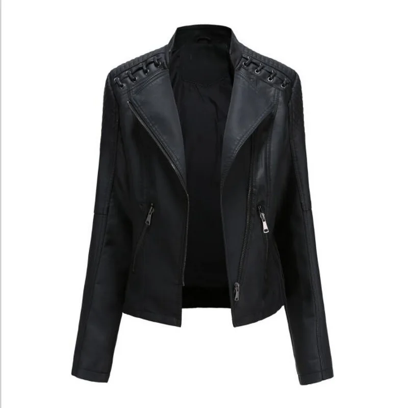 Design PU Leather Jacket Women Coat Female Stand Collar Short Faux Leather Outwear Women Motorcycle Jackets 9 Colors