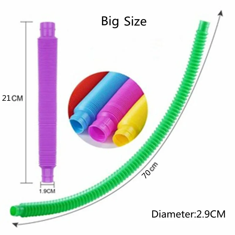 Juguetes sensoriales coloridos para aliviar el estr&eacute;s, tubo de pl&aacute;stico el&aacute;stico, corrugado, telesc&oacute;pico, tubo de ventilaci&oacute;n-4