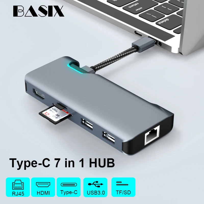 USB концентратор с Type C на 1080P HDMI Мульти 3 0 к RJ45/SD/TF адаптеру для Macbook Huawei Matebook c док