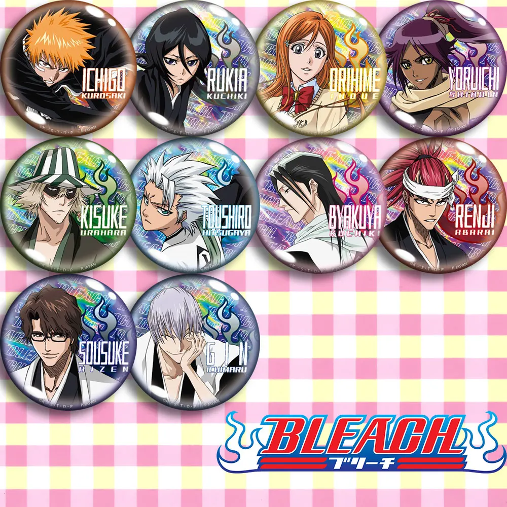 Отбеливатель Brdwn Ichigo рукава Orihime Yoruichi Kisuke Toushiro Byakuya Renji Sousuke Gin значок Косплея| |