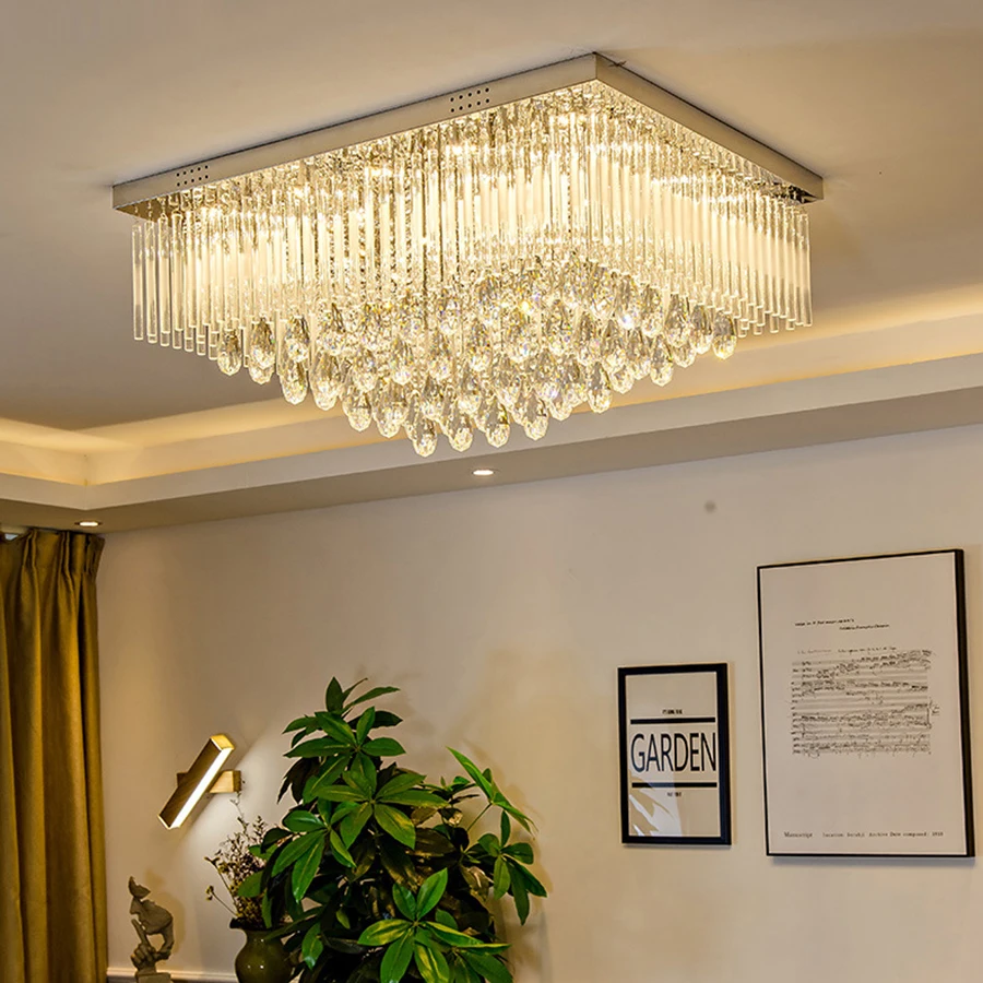 

Цвет современный светодиодный хрустальный потолочный светильник Нержавеющая сталь Люстра для монтажа в панель освещения для домашнего оф...