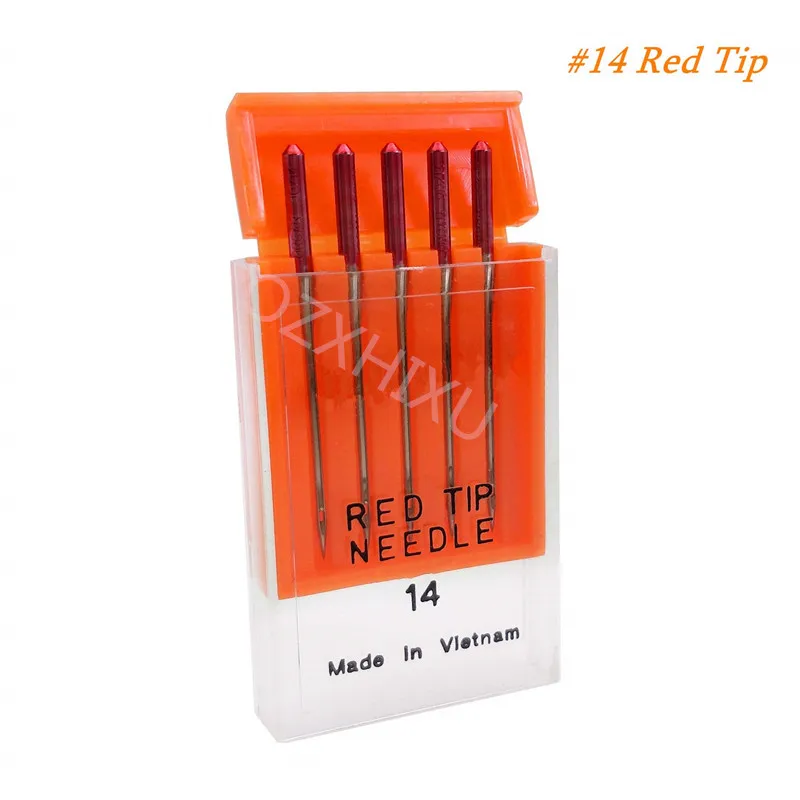 red tip needle 5 шт./компл. швейных иголок 2 размера 11/75 14/90 Универсальная игла для Janome SINGER BROTHER швейная фурнитура AA7386 - Цвет: red tip needle