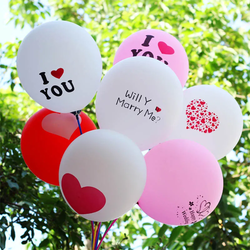 10 шт./лот 12 дюймов прочный с надписью I LOVE YOU (я тебя люблю) жемчужные латексные шары