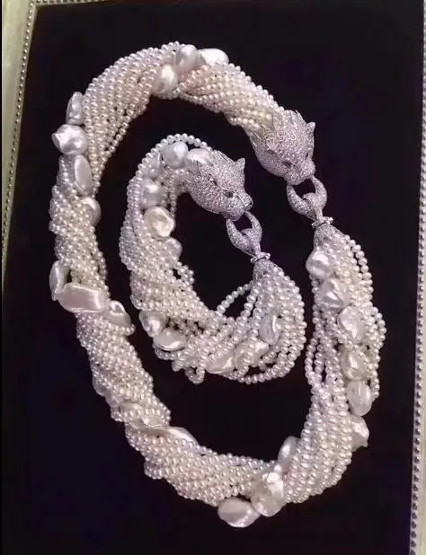 

new design handmade 8 row white pearl necklace &bracelet