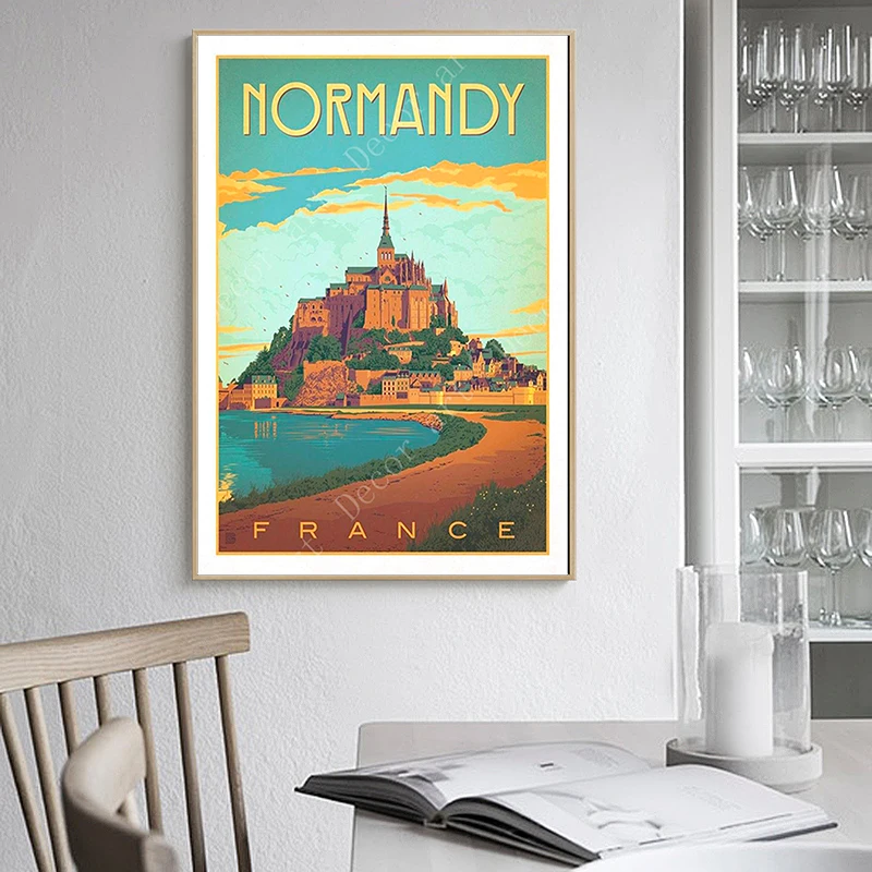 Франция Нормандия Версаль путешествия холст картины старинные крафт плакаты с