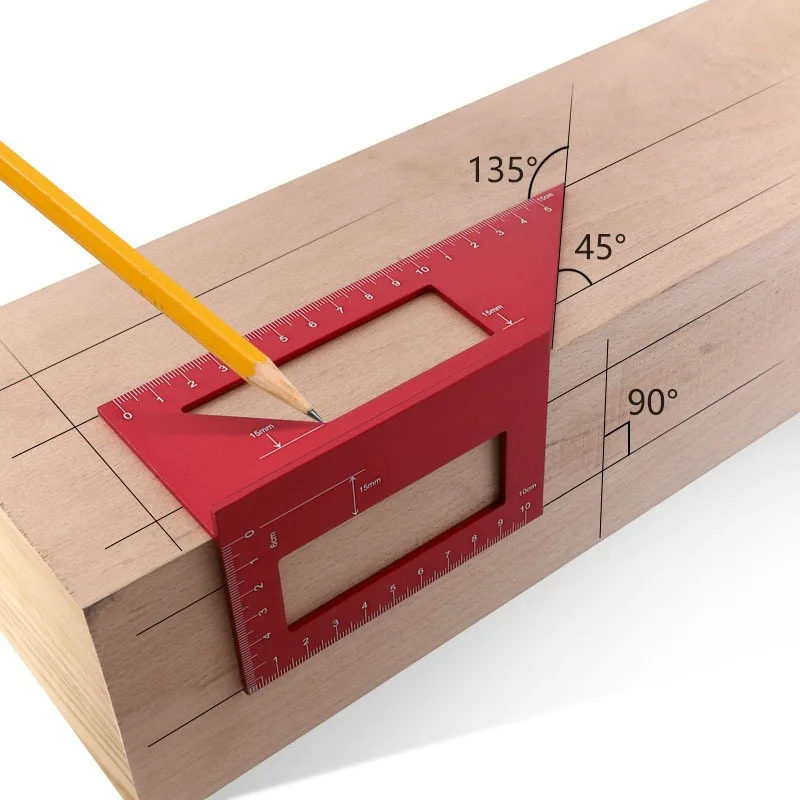 

Aluminum Alloy Wooden Square Multi-function Angle Ruler Straight Angle Scribe 45/90 Degree Vertical T Gauge Woodworking Tool