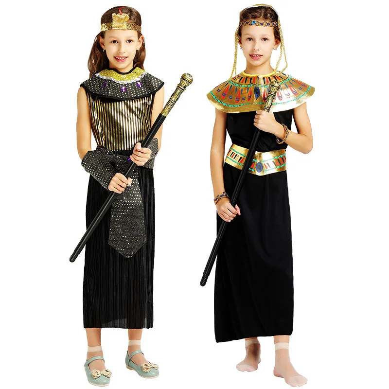 

New egyptian anime pharaoh costumes for Halloween party clothes Egyptian pharaoh king purim costume dress for girl