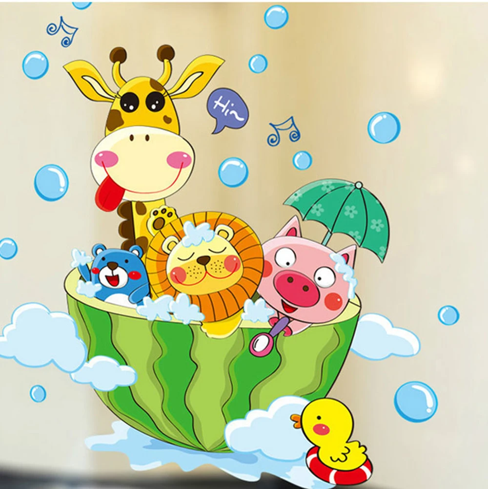 Забавные Животные друзья вечерние виниловые наклейки на стену для детской