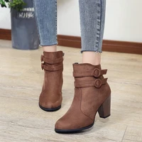 women boots plus size spring autumn 2022 new flock ankle fahsion modern boots high heel woman botas de mujer casual ladies boots