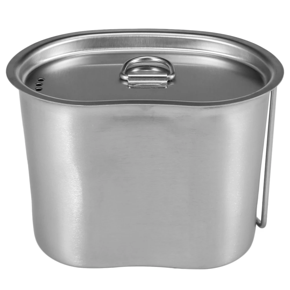 Lixada Военная столовая из нержавеющей стали 1 л со складными ручками Кемпинг пеший