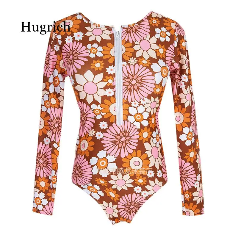 

2021 New Sexy One Piece Swimsuit Push Up Swimwear Women Monokini Long Sleeves Swim Suit Bathing Suit Women Summer Beach Wear