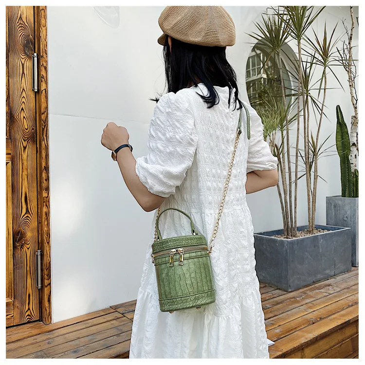 

Handbag Vintage crocodile pattern women's shoulder bag flip new PU leather leisure solid bucket bag women's single shoulder bag