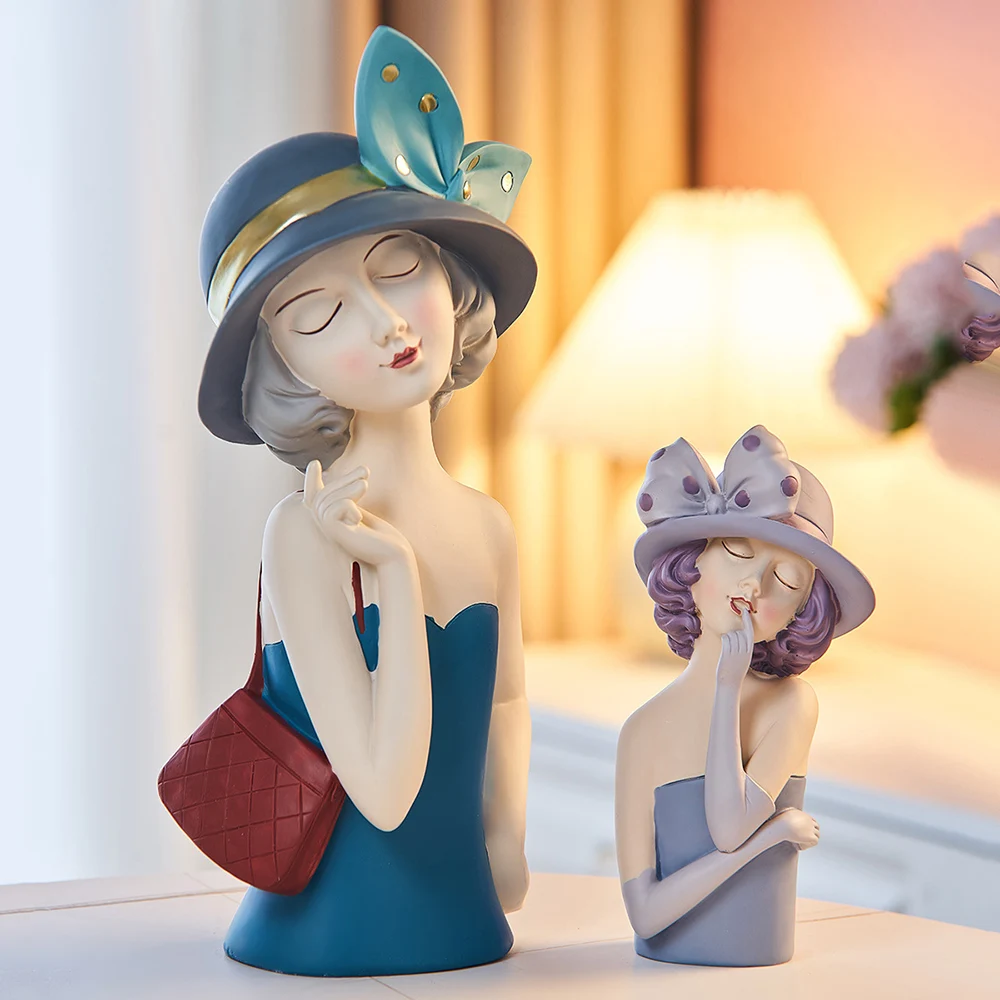 

Скандинавская Скульптура девушки персонаж из смолы модель современное домашнее украшение для гостиной настольное украшение для хранения ...