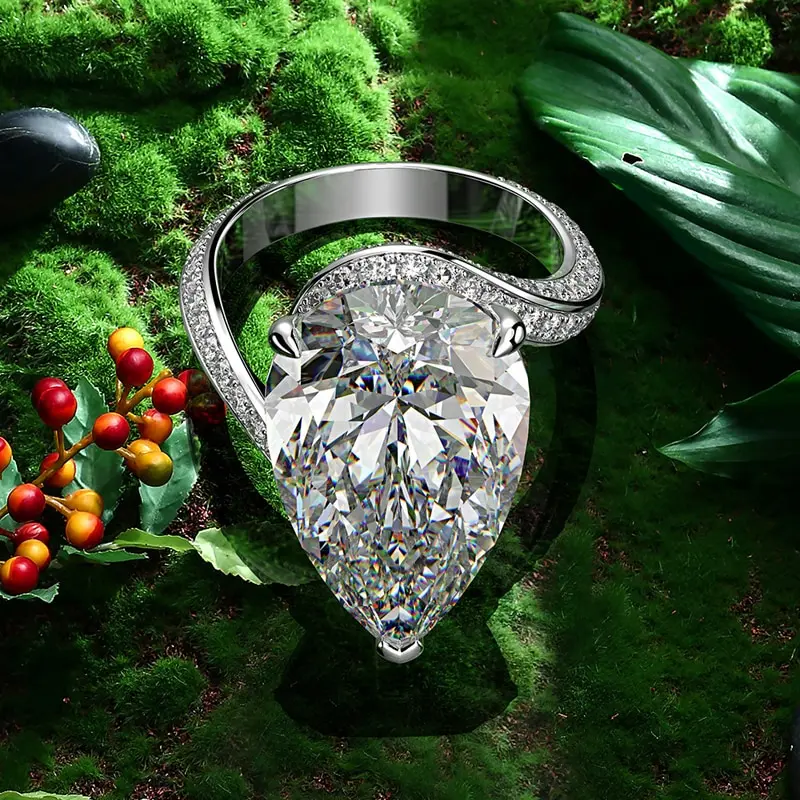 

Jazaz Luxury 100% 925 Sterling Silver Created Moissanite Gemstone Wedding Engagement Diamonds Ring Fine Jewelry Wholesale B0947