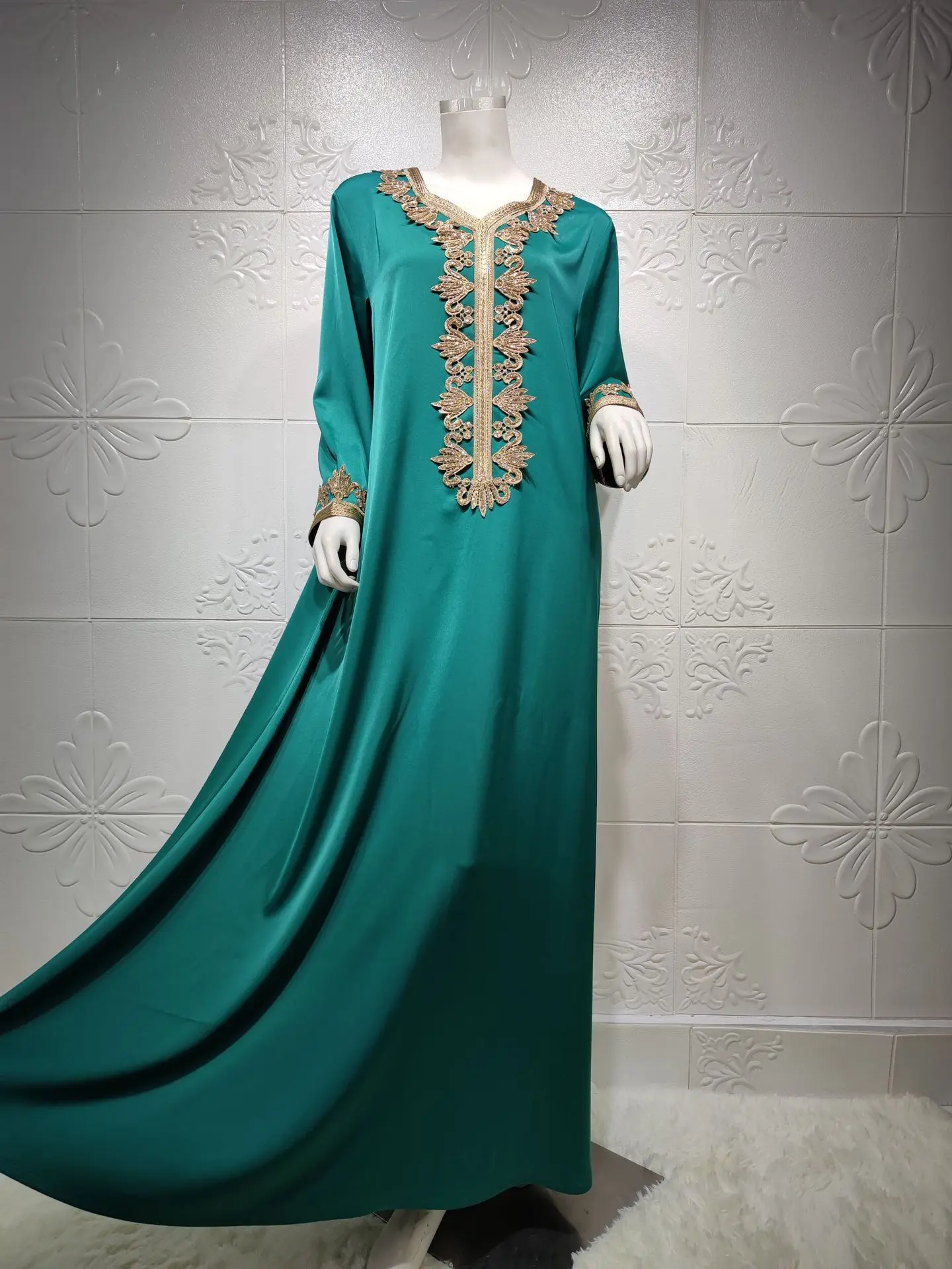 Eid Mubarak Abaya Дубай мусульманское женское платье Djellaba Boubou с длинным рукавом турецкий