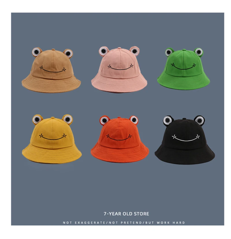 

2021 Bucket Hat Cute Frog Hats Foldable Fisherman Cap Hunting Caps Fishing Cap for Women Adult Kids Panama Bucket Hat Outdoor