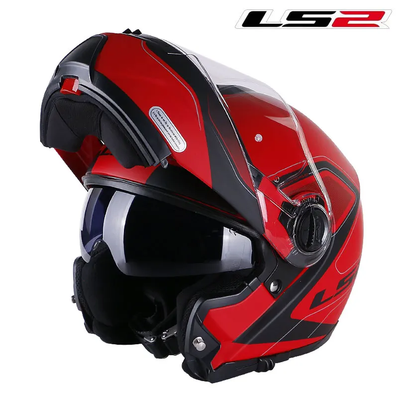 LS2 FF325 флип-ап мото rcycle шлем модульный мото rbike LS2 шлем с двойным солнцезащитным экраном гоночный шлем LS2 КАСКО Мото шлем - Цвет: Matte Red Ferrari