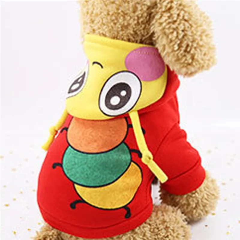 Для домашних любимцев собак Зимний принт насекомых с капюшоном одежда для