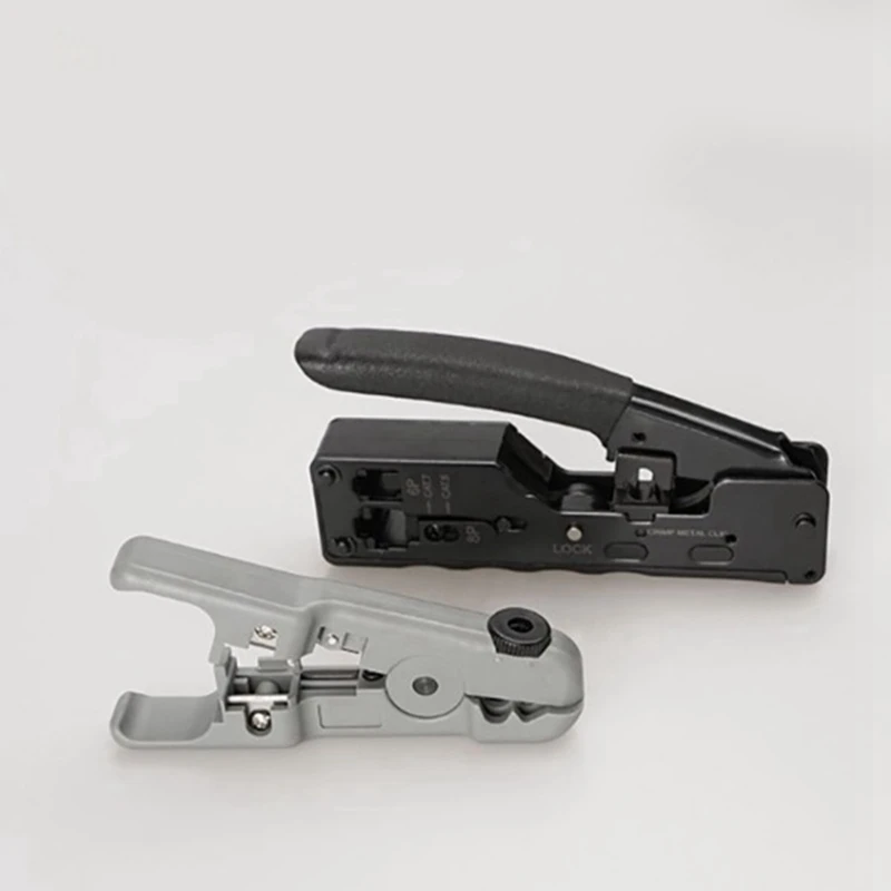 RJ45 RJ11 Network Ethernet Cable Crimping Tool Compact Modular Crimper and Stripper for Cat5/Cat6/Cat6A/Cat7 Cable Plug