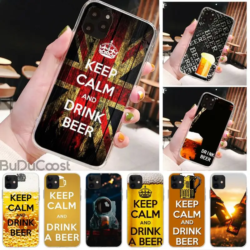 

keep calm and drink beer Phone Case for iPhone 8 7 6 6S Plus X 5S SE 2020 XR 11 pro XS MAX 12 12Mini